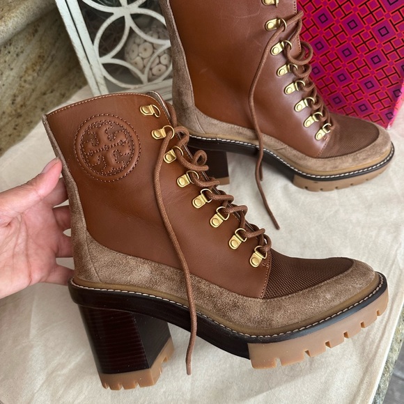 New Tory Burch Miller Mixed Materials Lug Sole Boot (Women - Picture 5 of 8